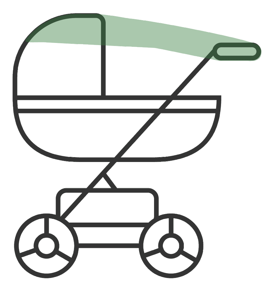 Anwendung als Sonnensegel auf einem Kinderwagen